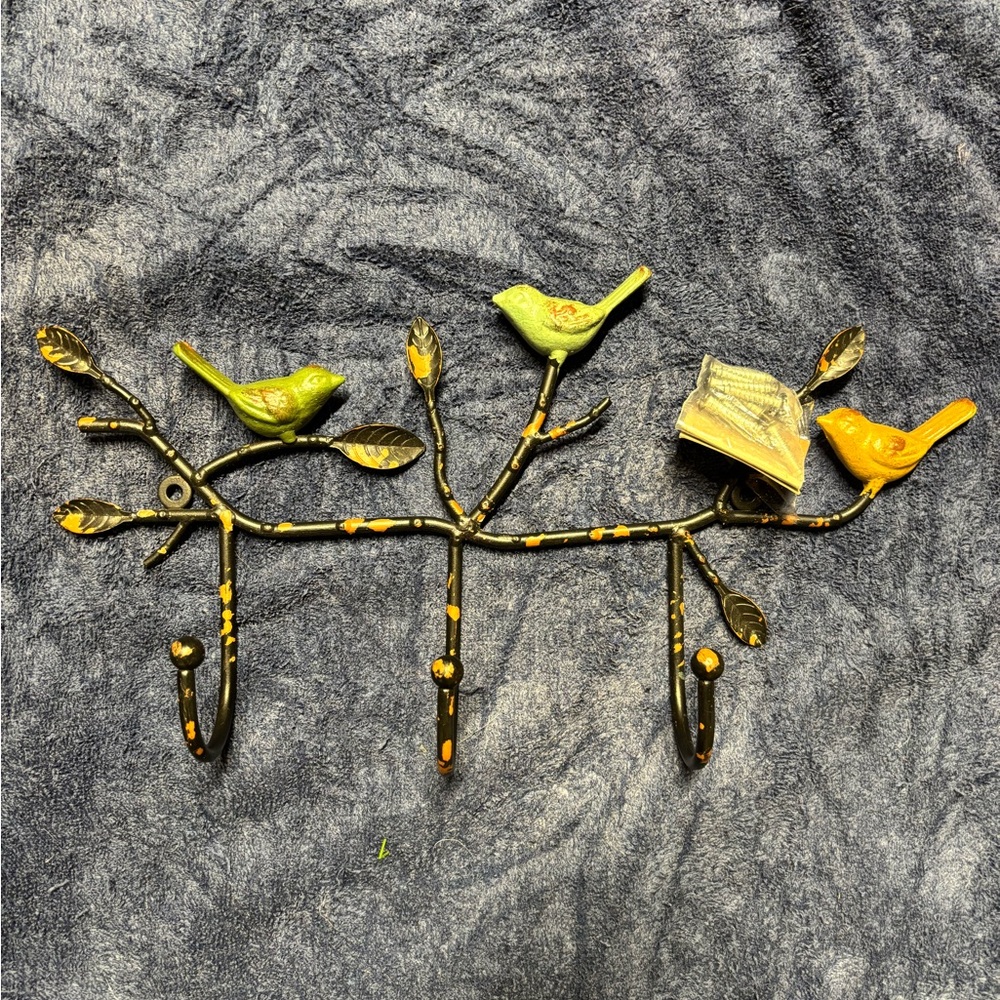 Soffee Metal Bird Leaf Coat Hat Wall Rack